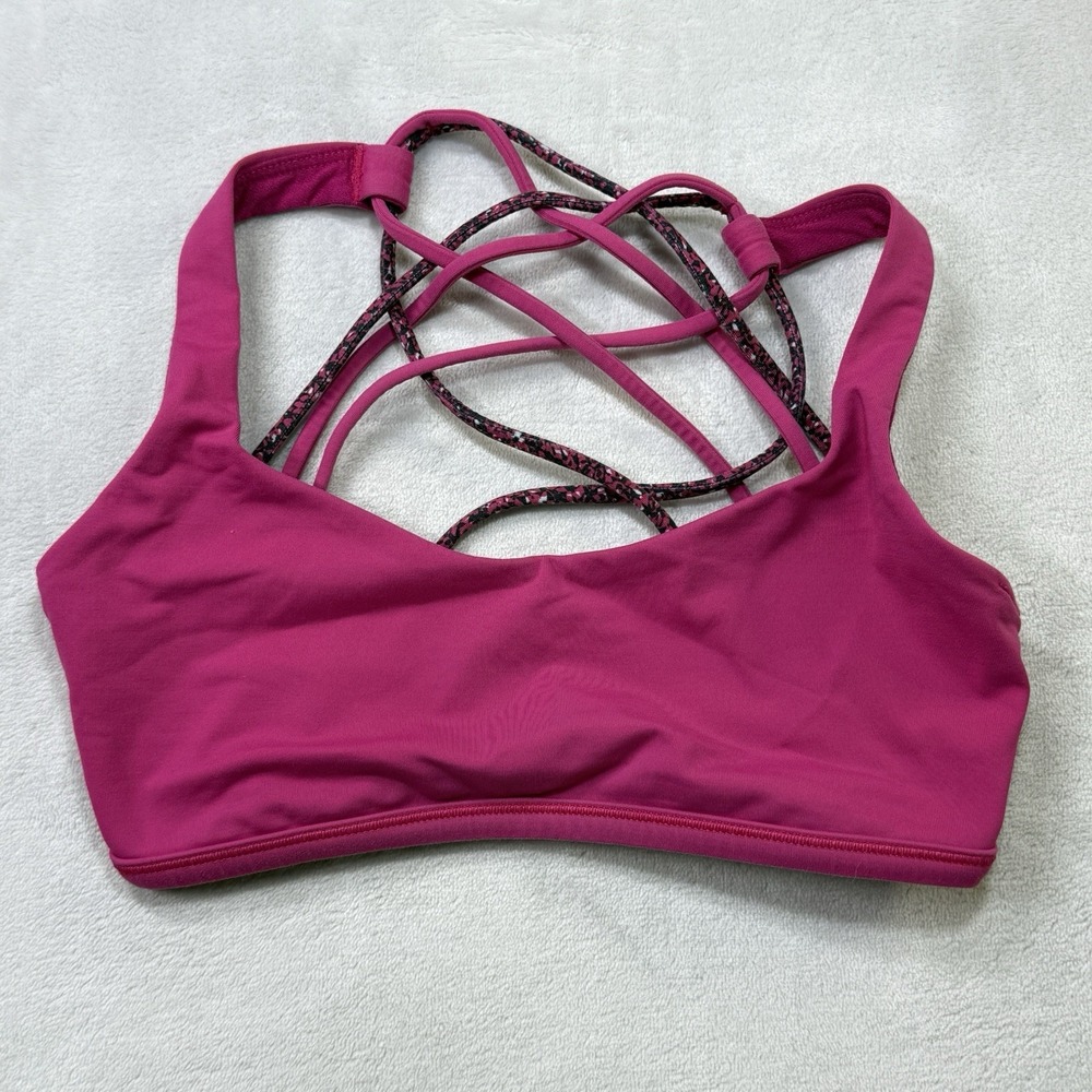Lululemon Free To Be Wild Bra Women's 4 Pink Strappy Criss Cross Sports Bra
